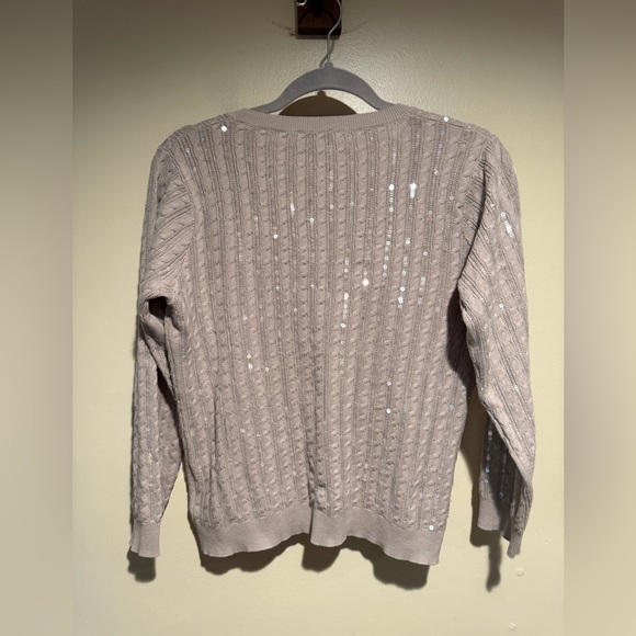 L'AGENCE trinity sequin stripe sweater in pale neutral - Picture 12 of 12